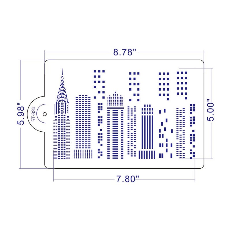AK ART KITCHENWARE Art Kitchenware Skyscrapers Plastic Cake Stencil for Airbrush Royal Icing Fondant Cake Decorating Bakery Tools 8.5"*5.7" ST-836 - Image 4